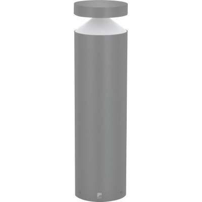 Luminous beacon Eglo Melzo 11W 3000K Warm light. Cylindrical Shape Ø 13 cm. Socket lamp Terrace, garden and pool. Modern and design Style. Aluminum and plastic. Silver Color