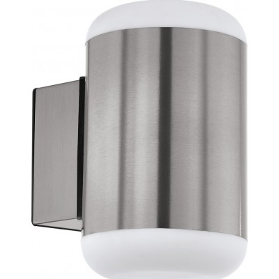 Outdoor wall light Eglo Merlito 10W Cylindrical Shape 19×12 cm. Terrace, garden and pool. Modern and design Style. Steel, stainless steel and plastic. Stainless steel, white and silver Color