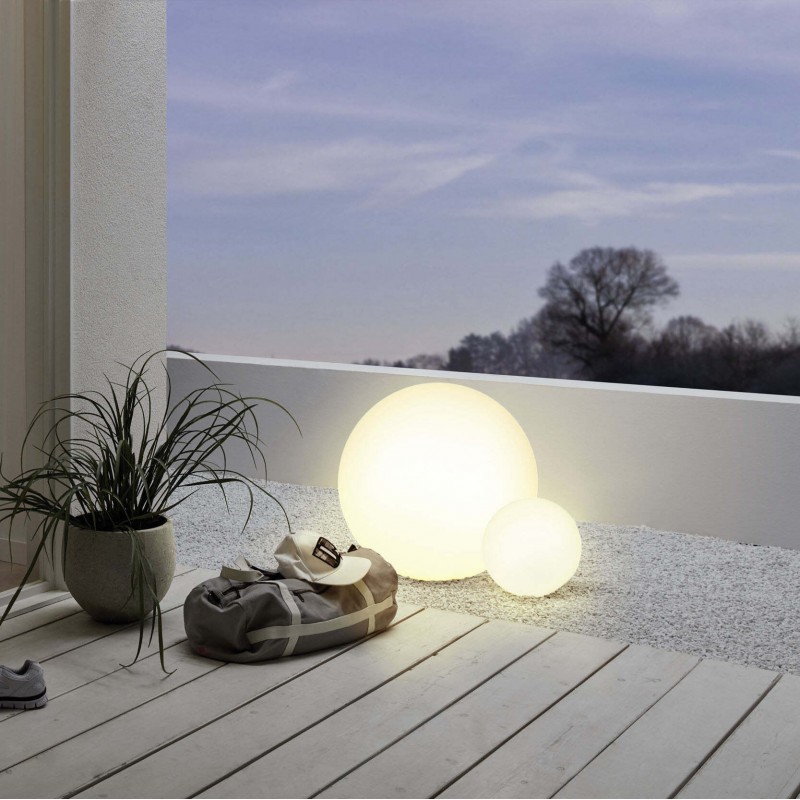 176,95 € Free Shipping | Furniture with lighting Eglo Monterolo C 9W E27 LED RGBTW A60 Spherical Shape Ø 50 cm. Floor lamp Terrace, garden and pool. Modern and design Style. Plastic. White Color