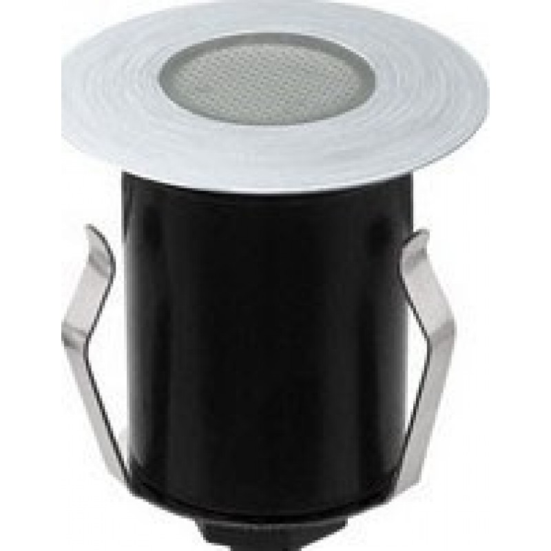 24,95 € Envío gratis | Luminaria empotrable Eglo Tronto 1W 3000K Luz cálida. Ø 4 cm. Luminaria de suelo Acero, acero inoxidable y plástico. Color acero inoxidable, negro y plata