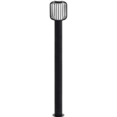Streetlight Eglo Ravello 28W Cylindrical Shape Ø 16 cm. Floor lamp Terrace, garden and pool. Modern and design Style. Steel, galvanized steel and plastic. White and black Color