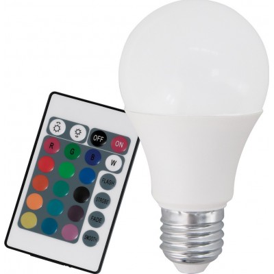 13,95 € Free Shipping | Remote control LED bulb Eglo LM LED E27 9W E27 LED RGBW A60 3000K Warm light. Oval Shape Ø 6 cm. Plastic. Opal Color