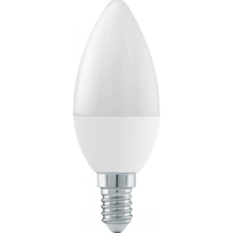 6,95 € Free Shipping | LED light bulb Eglo LM LED E14 6W E14 LED C37 3000K Warm light. Extended Shape Ø 3 cm. Plastic. Opal Color