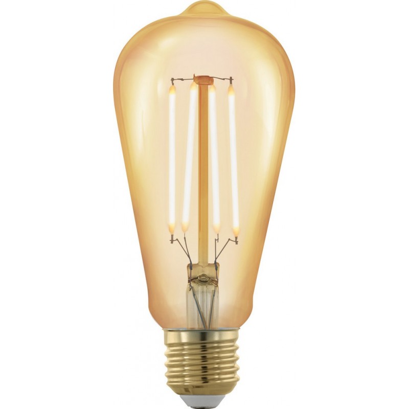 8,95 € Free Shipping | LED light bulb Eglo LM LED E27 4W E27 LED ST64 1700K Very warm light. Ø 6 cm. Glass. Orange Color