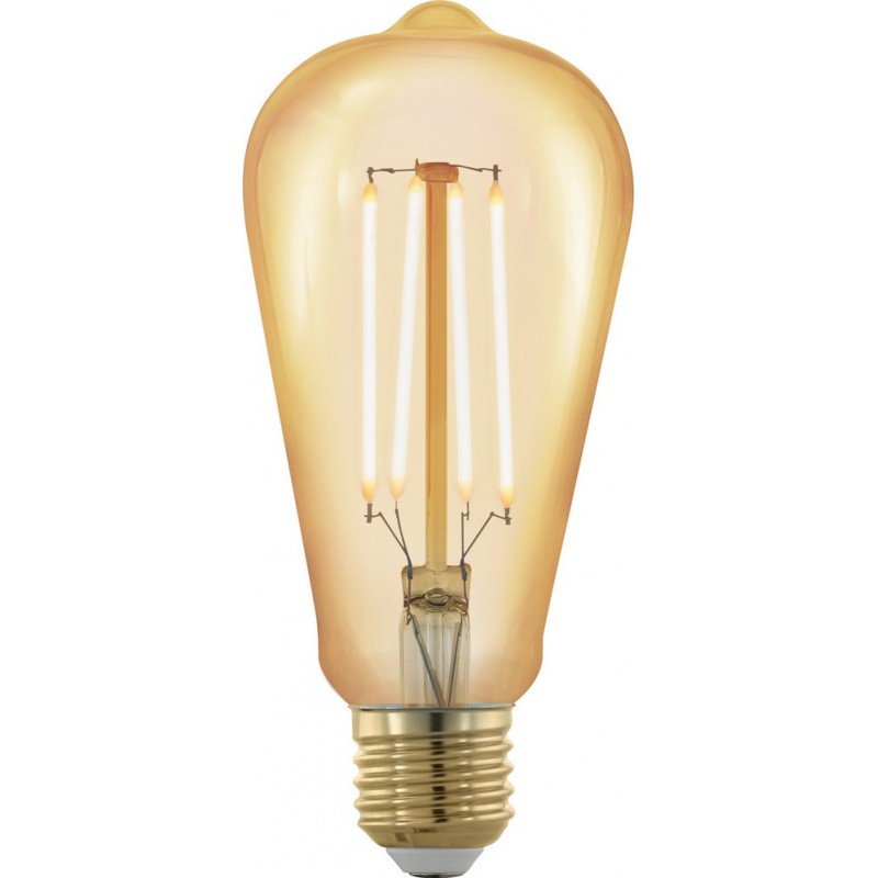 8,95 € Free Shipping | LED light bulb Eglo LM LED E27 4W E27 LED ST64 1700K Very warm light. Oval Shape Ø 6 cm. Glass. Orange Color
