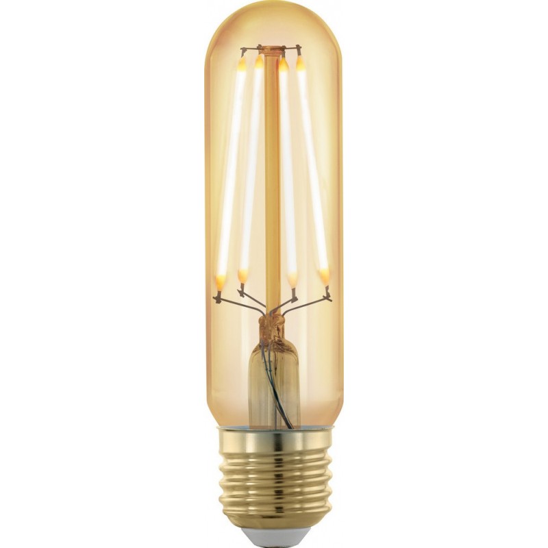 7,95 € Free Shipping | LED light bulb Eglo LM LED E27 4W E27 LED T32 1700K Very warm light. Cylindrical Shape Ø 3 cm. Glass. Orange Color