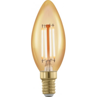 Lâmpada LED Eglo LM LED E14 4W E14 LED C37 1700K Luz muito quente. Forma Oval Ø 3 cm. Vidro. Cor laranja
