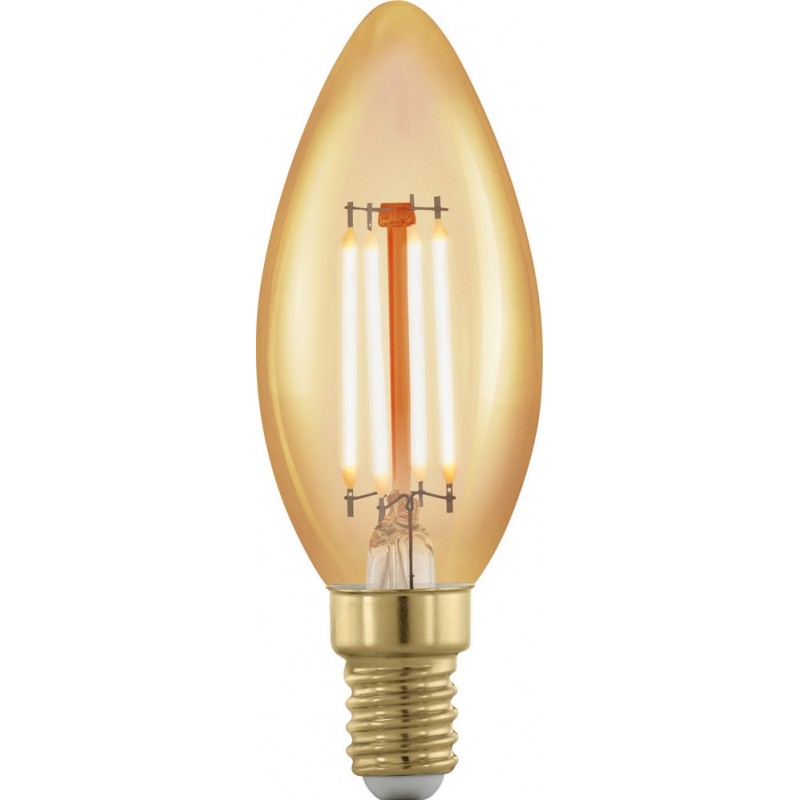 5,95 € Envio grátis | Lâmpada LED Eglo LM LED E14 4W E14 LED C37 1700K Luz muito quente. Forma Oval Ø 3 cm. Vidro. Cor laranja