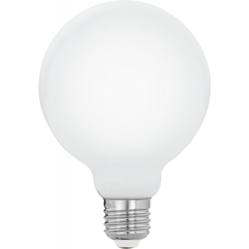 9,95 € Free Shipping | LED light bulb Eglo LM LED E27 8W E27 LED G95 2700K Very warm light. Spherical Shape Ø 9 cm. Glass. Opal Color