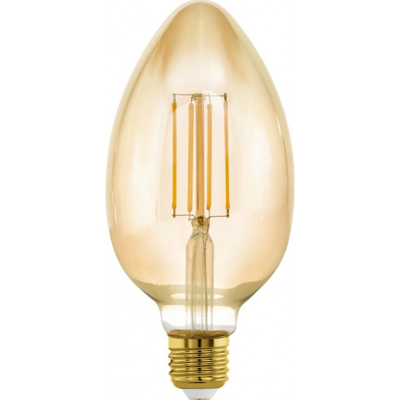 18,95 € Бесплатная доставка | Светодиодная лампа Eglo LM LED E27 4W E27 LED B80 2200K Очень теплый свет. Овал Форма Ø 8 cm. Стекло. Апельсин Цвет