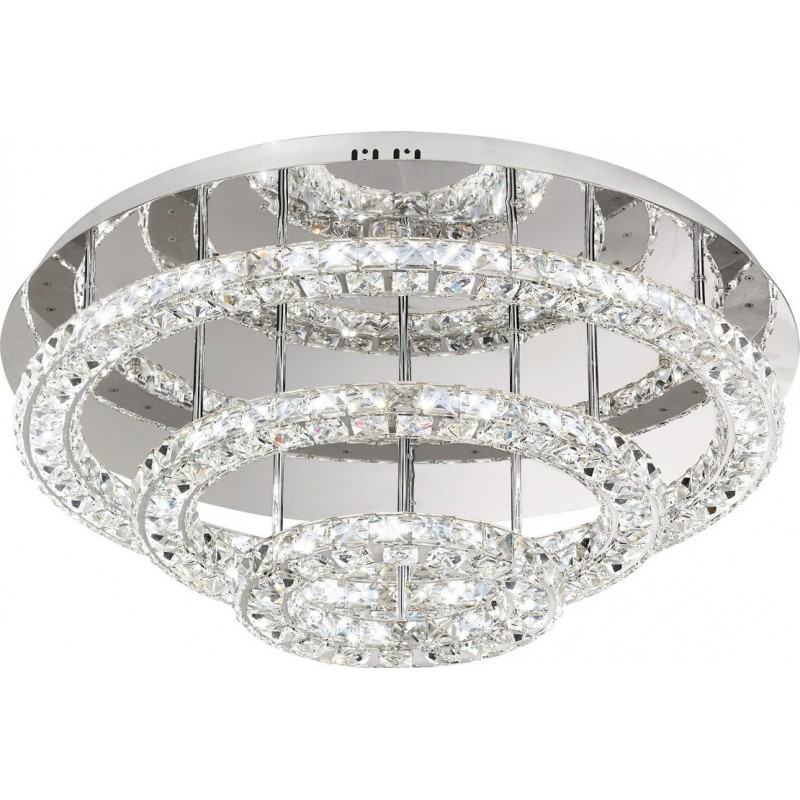 1 505,95 € Free Shipping | Indoor ceiling light Eglo Stars of Light Toneria 72W 4000K Neutral light. Conical Shape Ø 75 cm. Living room and dining room. Sophisticated Style. Steel, stainless steel and crystal. Plated chrome and silver Color