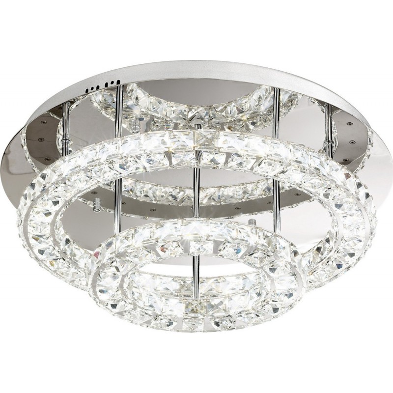 872,95 € Free Shipping | Indoor ceiling light Eglo Stars of Light Toneria 36W 4000K Neutral light. Conical Shape Ø 55 cm. Living room and dining room. Sophisticated Style. Steel, stainless steel and crystal. Plated chrome and silver Color