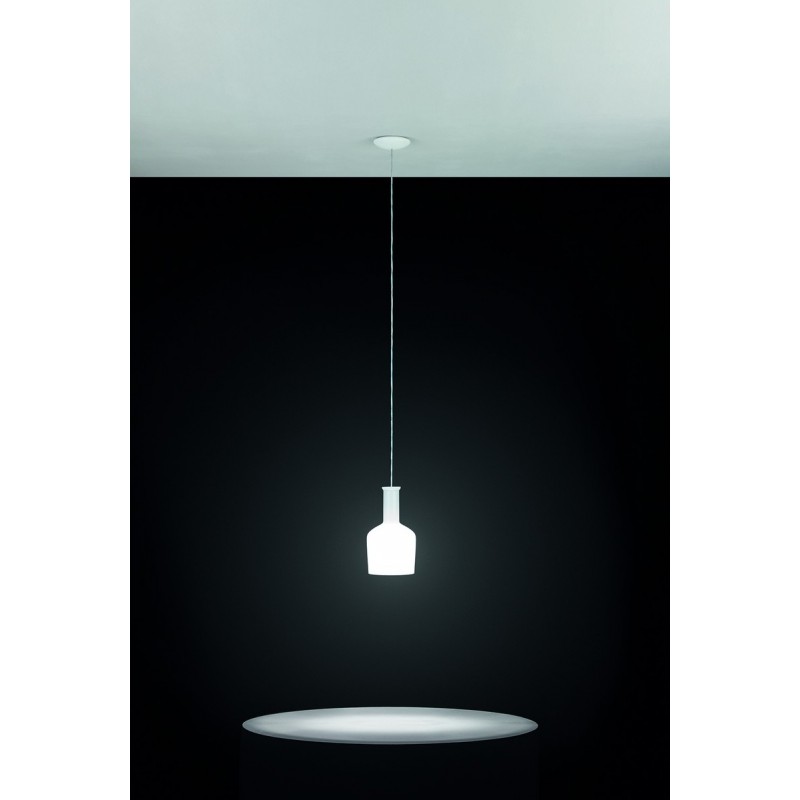 Hanging lamp Eglo Pascoa 60W Conical Shape Ø 16 cm. Living room and dining room. Modern and design Style. Steel, glass and opal glass. White and bright white Color
