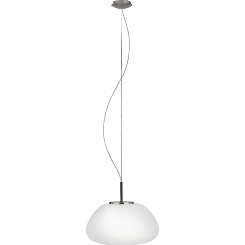Hanging lamp Eglo Balmes 60W Conical Shape Ø 41 cm. Living room and dining room. Modern and design Style. Steel, glass and opal glass. White, nickel and matt nickel Color