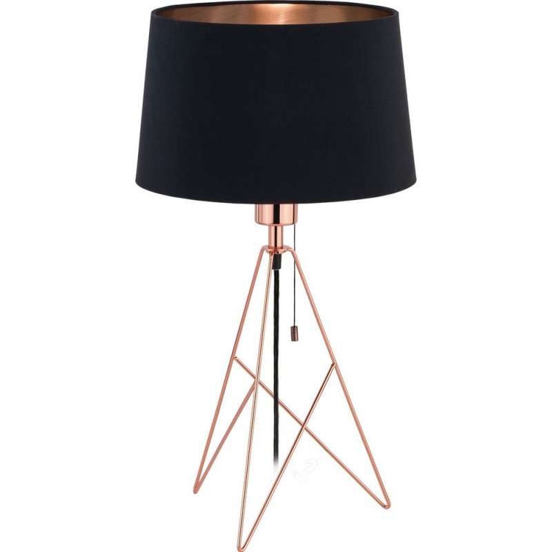 68,95 € Free Shipping | Table lamp Eglo Stars of Light Camporale 60W Cylindrical Shape Ø 30 cm. Bedroom, office and work zone. Modern, sophisticated and design Style. Steel and textile. Copper, golden and black Color