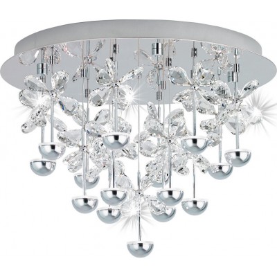592,95 € Free Shipping | Indoor ceiling light Eglo Stars of Light Pianopoli 27W 3000K Warm light. Ø 50 cm. Living room, kitchen and dining room. Classic Style. Steel, stainless steel and crystal. Plated chrome and silver Color