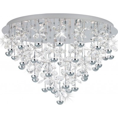 1 404,95 € Free Shipping | Indoor ceiling light Eglo Stars of Light Pianopoli 78W 3000K Warm light. Ø 78 cm. Living room, kitchen and dining room. Classic Style. Steel, stainless steel and crystal. Plated chrome and silver Color