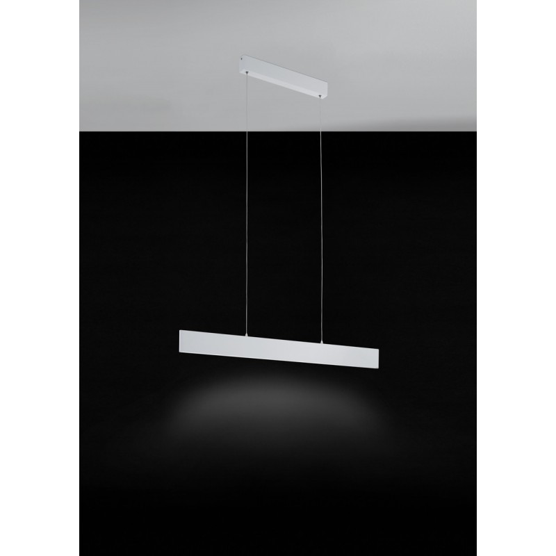 Hanging lamp Eglo Climene 21.5W 3000K Warm light. Extended Shape 150×95 cm. Living room and dining room. Modern and design Style. Aluminum and plastic. Aluminum, white and silver Color