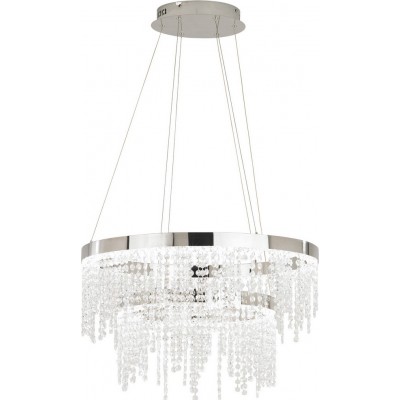 1 328,95 € Free Shipping | Hanging lamp Eglo Stars of Light Antelao 46W 4000K Neutral light. Ø 61 cm. Steel and crystal. Plated chrome and silver Color