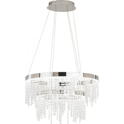 1 137,95 € Free Shipping | Hanging lamp Eglo Stars of Light Antelao 46W 4000K Neutral light. Pyramidal Shape Ø 61 cm. Living room, kitchen and dining room. Retro, vintage and classic Style. Steel and crystal. Plated chrome and silver Color