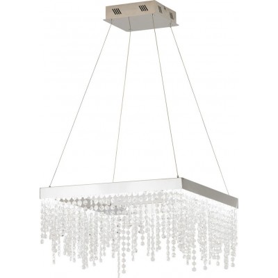 1 156,95 € Free Shipping | Hanging lamp Eglo Antelao 28W 4000K Neutral light. Cubic Shape 150×50 cm. Living room, kitchen and dining room. Retro, vintage and classic Style. Steel and crystal. Plated chrome and silver Color