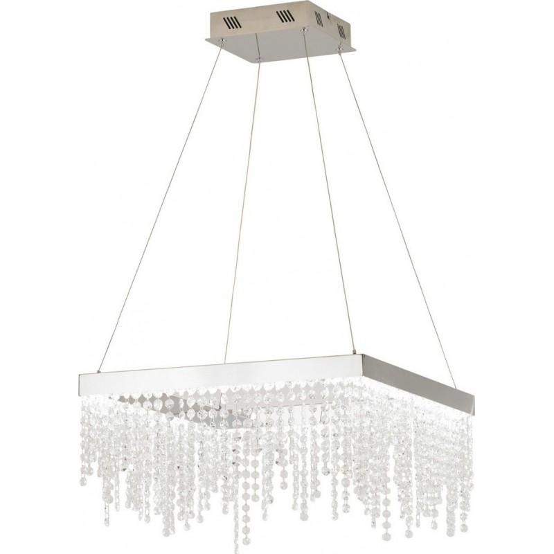708,95 € Free Shipping | Hanging lamp Eglo Antelao 28W 4000K Neutral light. Cubic Shape 150×50 cm. Living room, kitchen and dining room. Retro, vintage and classic Style. Steel and Crystal. Plated chrome and silver Color