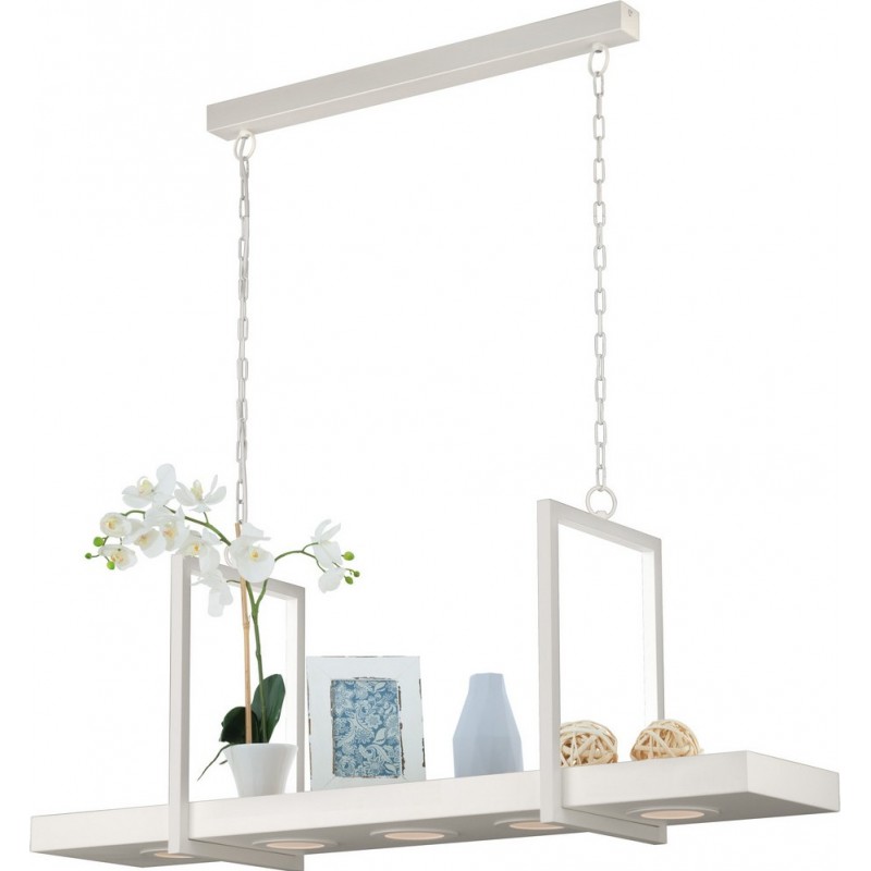 429,95 € Free Shipping | Hanging lamp Eglo Calamona 36W 3000K Warm light. Extended Shape 115×110 cm. Living room and dining room. Modern and design Style. Steel and plastic. White Color