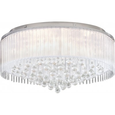 Ceiling lamp Eglo Montesilvano 24W Cylindrical Shape Ø 59 cm. Living room and dining room. Classic Style. Steel, Sheet and Glass. Plated chrome and silver Color
