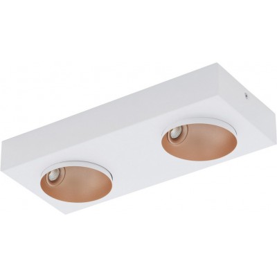 Refletor interno Eglo Ronzano 6.5W 3000K Luz quente. Forma Alongada 35×15 cm. Sala de estar, sala de jantar e quarto. Estilo projeto. Aço e Alumínio. Cor branco, dourado e ouro rosa