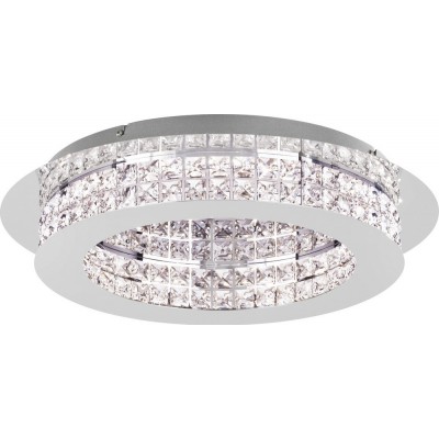 389,95 € Free Shipping | Indoor ceiling light Eglo Stars of Light Principe 31.5W 3000K Warm light. Round Shape Ø 50 cm. Living room, dining room and bedroom. Sophisticated Style. Steel and crystal. Plated chrome and silver Color