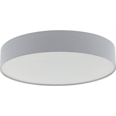 Indoor ceiling light Eglo Escorial 40W 3000K Warm light. Round Shape Ø 57 cm. Living room and bedroom. Design Style. Steel, crystal and textile. White and gray Color