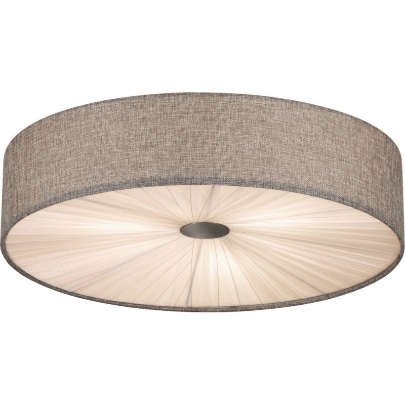 Indoor ceiling light Eglo Fungino 180W Cylindrical Shape Ø 57 cm. Living room and dining room. Design Style. Steel, linen and textile. White, gray, nickel and matt nickel Color