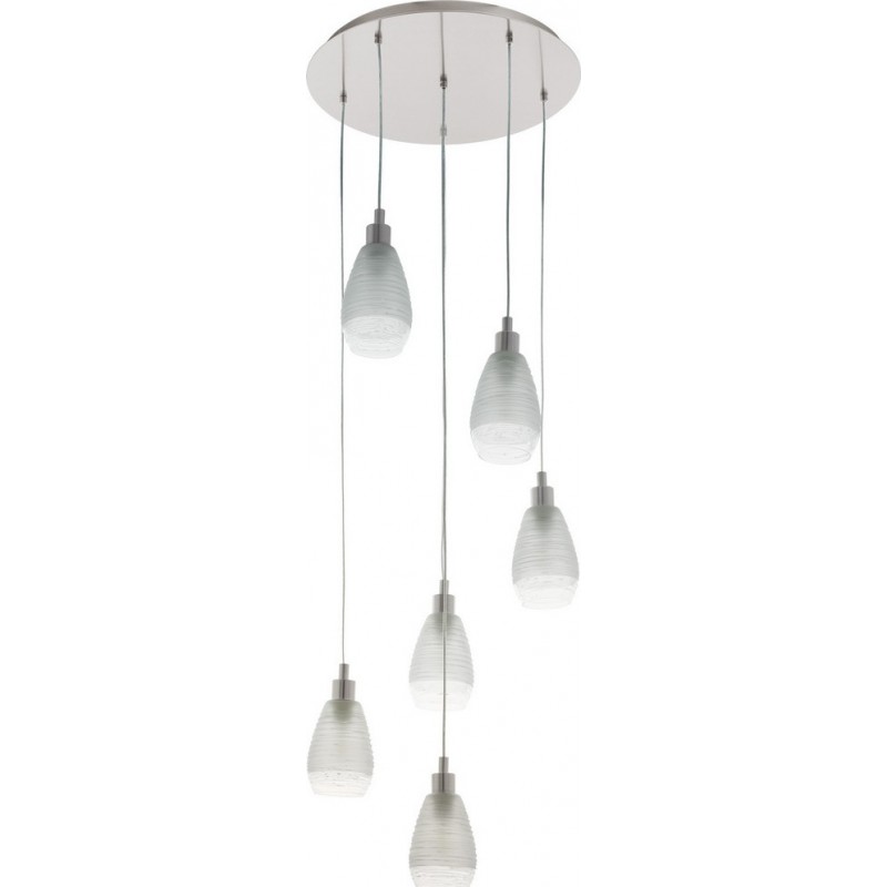 329,95 € Free Shipping | Hanging lamp Eglo Siracusa 360W Oval Shape Ø 50 cm. Living room and dining room. Design and cool Style. Steel, glass and satin glass. White, nickel and matt nickel Color