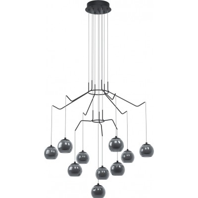 Chandelier Eglo Stars of Light Rovigana 33W 3000K Warm light. Angular Shape Ø 67 cm. Living room and dining room. Design and cool Style. Steel, Glass and Opal glass. White and black Color