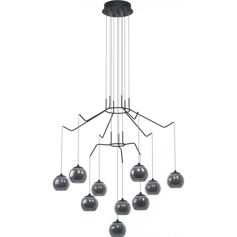439,95 € Free Shipping | Chandelier Eglo Stars of Light Rovigana 33W 3000K Warm light. Angular Shape Ø 67 cm. Living room and dining room. Design and cool Style. Steel, Glass and Opal glass. White and black Color