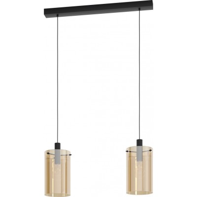 149,95 € Free Shipping | Hanging lamp Eglo Stars of Light Polverara 80W Extended Shape 150×75 cm. Living room and dining room. Modern, sophisticated and design Style. Steel. Orange and black Color