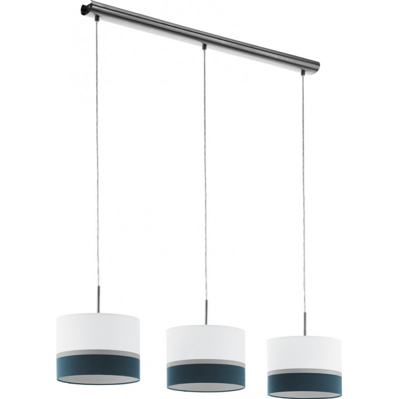 153,95 € Free Shipping | Hanging lamp Eglo Stars of Light Spaltini 180W Extended Shape 110×90 cm. Living room and dining room. Modern and design Style. Steel and textile. Blue, white, nickel, matt nickel and silver Color