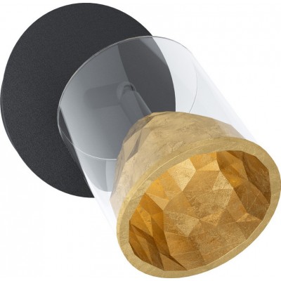 Indoor spotlight Eglo Melito 5.5W 3000K Warm light. Cylindrical Shape Ø 12 cm. Living room, dining room and bedroom. Design Style. Steel, aluminum and glass. Golden and black Color