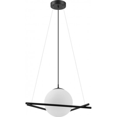 94,95 € Free Shipping | Hanging lamp Eglo Stars of Light Salvezinas 25W Spherical Shape 110×52 cm. Living room and dining room. Modern and design Style. Steel, glass and opal glass. White and black Color