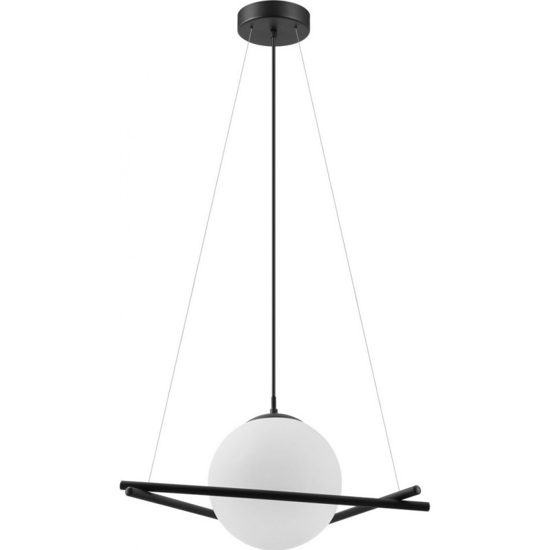 101,95 € Free Shipping | Hanging lamp Eglo Stars of Light Salvezinas 25W Spherical Shape 110×52 cm. Living room and dining room. Modern and design Style. Steel, glass and opal glass. White and black Color