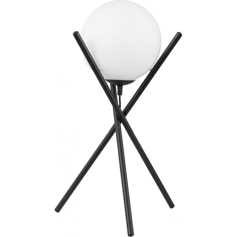 69,95 € Free Shipping | Table lamp Eglo Stars of Light Salvezinas 25W Spherical Shape Ø 23 cm. Bedroom, office and work zone. Modern, design and cool Style. Steel, glass and opal glass. White and black Color