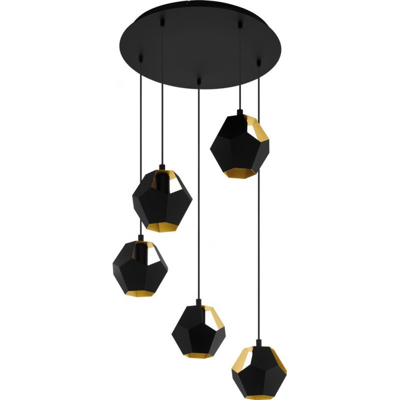 213,95 € Free Shipping | Hanging lamp Eglo Stars of Light Rasigures 140W Pyramidal Shape Ø 57 cm. Living room and dining room. Modern and design Style. Steel. Golden and black Color