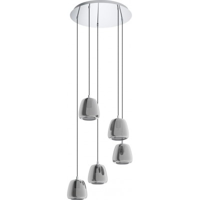 271,95 € Free Shipping | Hanging lamp Eglo Stars of Light Albarino 200W Conical Shape Ø 55 cm. Living room and dining room. Modern, sophisticated and design Style. Steel. Plated chrome, black, transparent black and silver Color