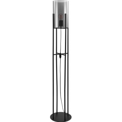 157,95 € Free Shipping | Floor lamp Eglo Glastonbury 60W Cylindrical Shape Ø 25 cm. Living room, dining room and bedroom. Modern, sophisticated and design Style. Steel. Black and transparent black Color