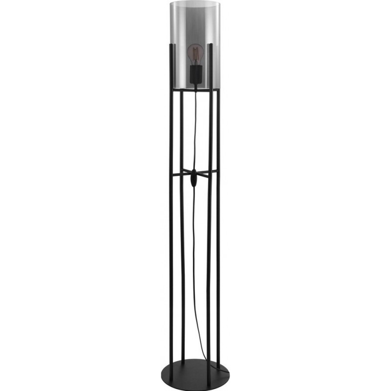 159,95 € Free Shipping | Floor lamp Eglo Glastonbury 60W Cylindrical Shape Ø 25 cm. Living room, dining room and bedroom. Modern, sophisticated and design Style. Steel. Black and transparent black Color