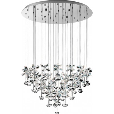 1 889,95 € Free Shipping | Hanging lamp Eglo Pianopoli 107W 3000K Warm light. Ø 78 cm. Steel, stainless steel and crystal. Plated chrome and silver Color