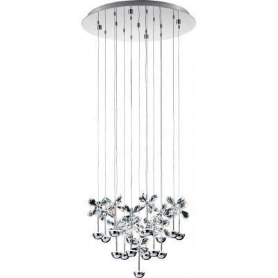 706,95 € Free Shipping | Hanging lamp Eglo Pianopoli 37.5W 3000K Warm light. Pyramidal Shape Ø 50 cm. Living room, kitchen and dining room. Sophisticated and design Style. Steel, stainless steel and crystal. Plated chrome and silver Color