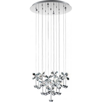 Lampada a sospensione Eglo Pianopoli 37.5W 3000K Luce calda. Forma Piramidale Ø 50 cm. Soggiorno, cucina e sala da pranzo. Stile sofisticato e design. Acciaio, Acciaio inossidabile e Cristallo. Colore cromato e argento