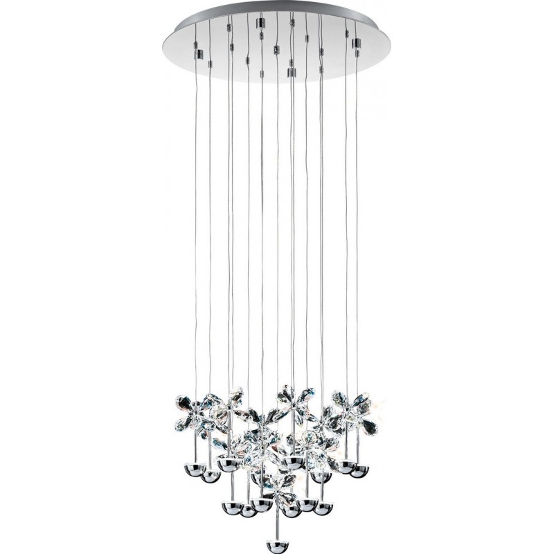 699,95 € Free Shipping | Hanging lamp Eglo Pianopoli 37.5W 3000K Warm light. Pyramidal Shape Ø 50 cm. Living room, kitchen and dining room. Sophisticated and design Style. Steel, Stainless steel and Crystal. Plated chrome and silver Color