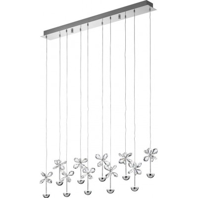 494,95 € Free Shipping | Hanging lamp Eglo Pianopoli 25W 3000K Warm light. Extended Shape 110×87 cm. Living room, kitchen and dining room. Sophisticated, design and cool Style. Steel, stainless steel and crystal. Plated chrome and silver Color